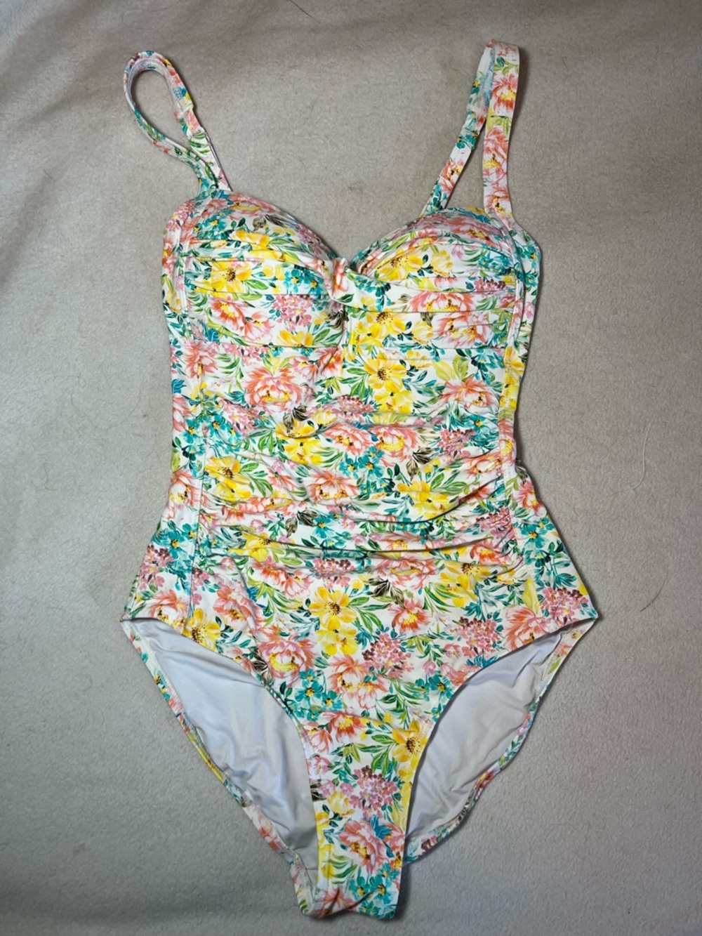 Floral Sweetheart One-Piece Swimsuit in Yellow & Pink